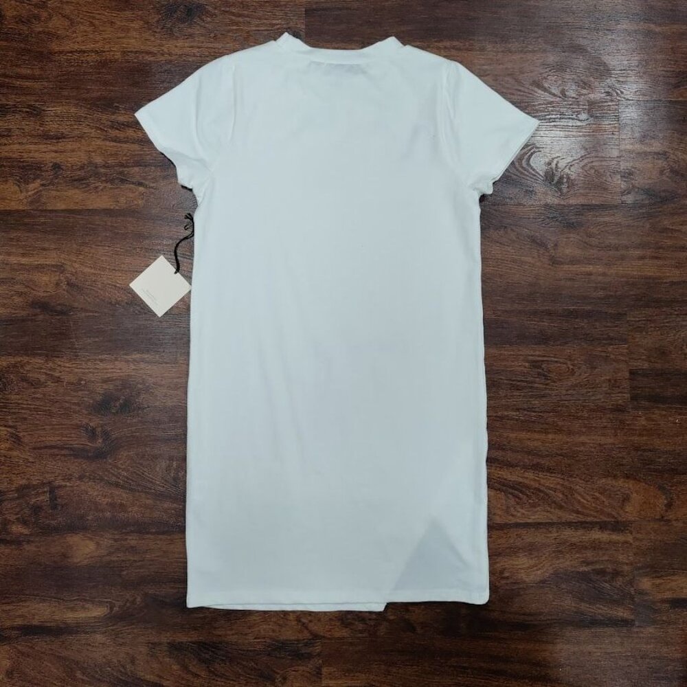 Superdown Destiny Slit Dress Short Sleeve White Twee XS Mini Dress - Picture 4 of 12